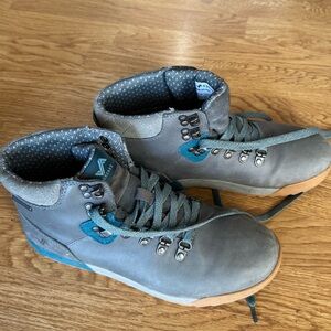 Gray and Blue Ankle Boots